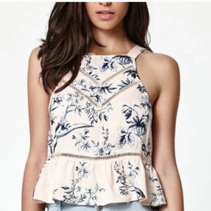 Kendall and Kylie Pink Blue Floral Tank Top